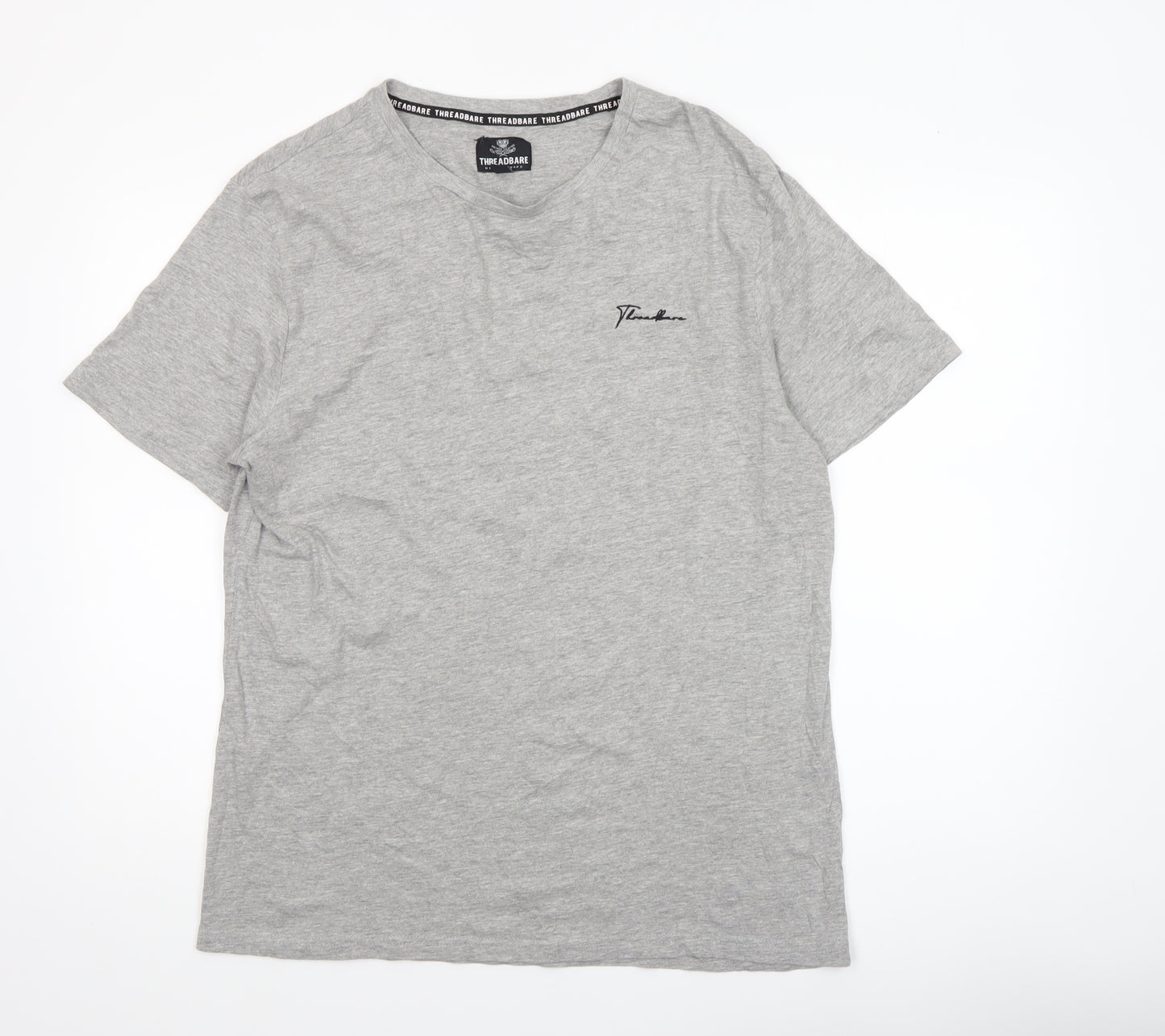 Threadbare Men's Grey XL V-Neck Cotton Jersey T-Shirt