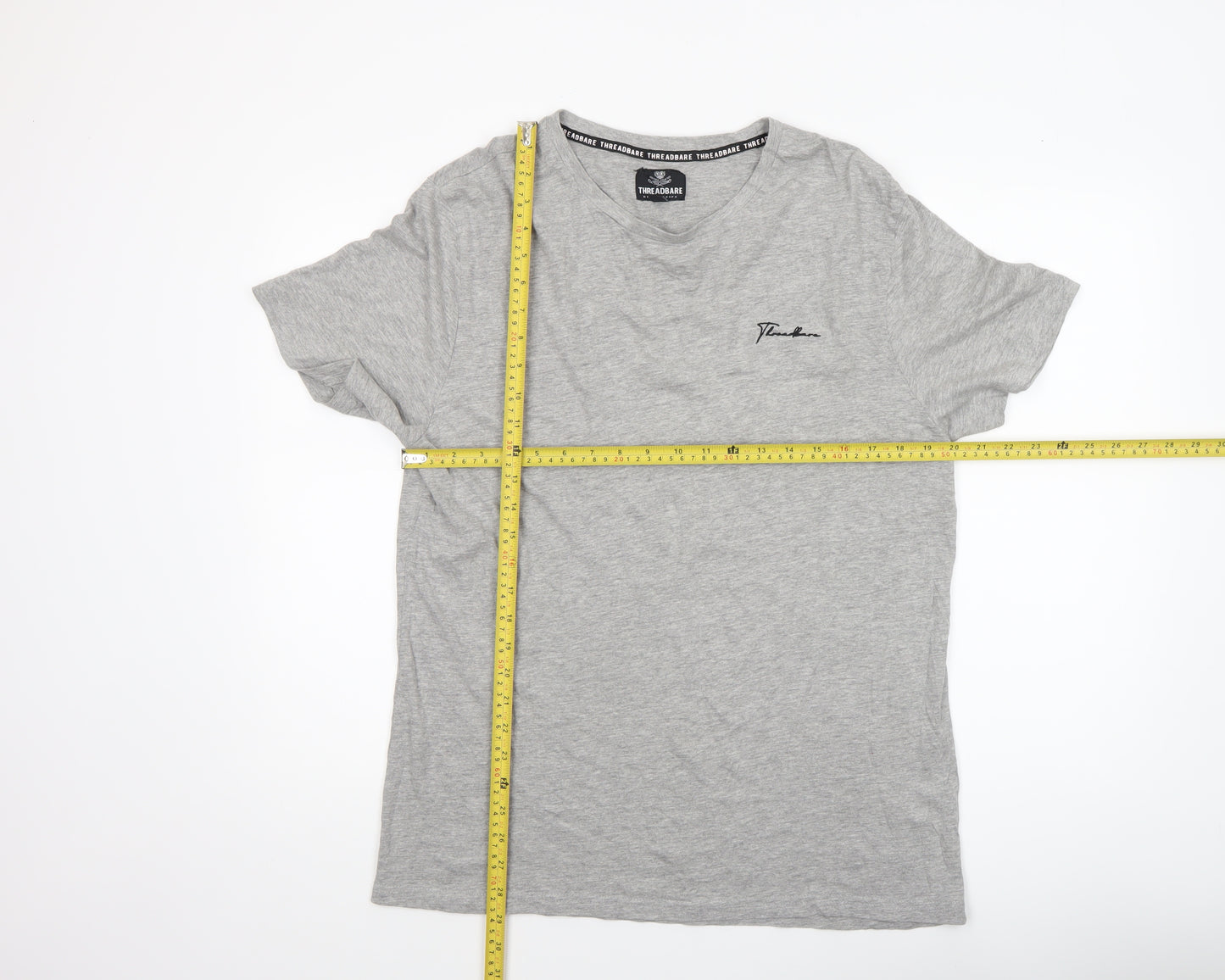 Threadbare Men's Grey XL V-Neck Cotton Jersey T-Shirt