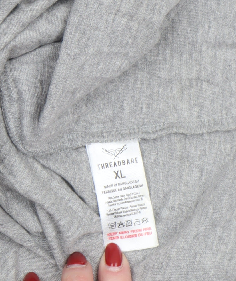 Threadbare Men's Grey XL V-Neck Cotton Jersey T-Shirt