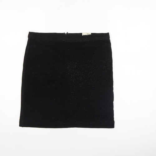 Reiss Women’s Black Sparkle Velvet Pencil Skirt Size M