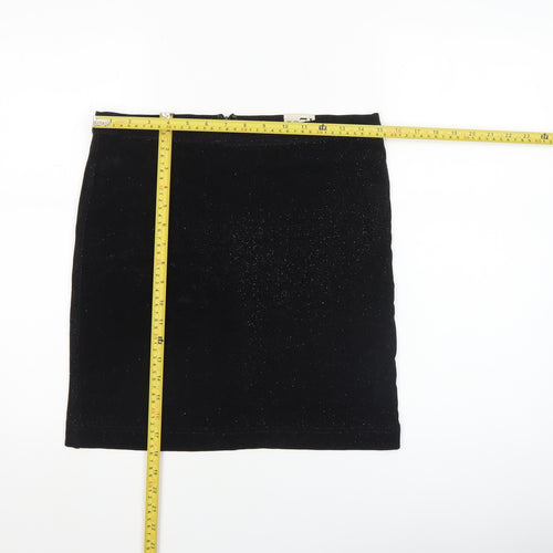 Reiss Women’s Black Sparkle Velvet Pencil Skirt Size M