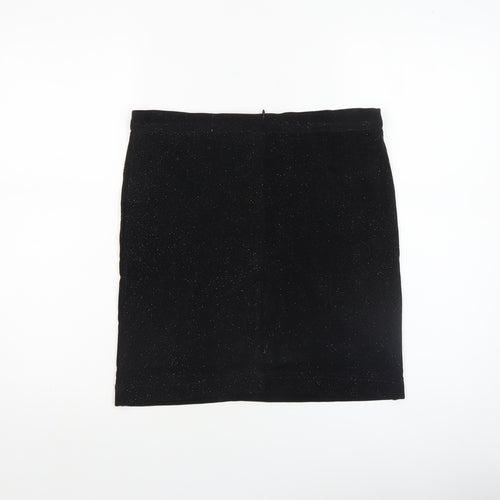 Reiss Women’s Black Sparkle Velvet Pencil Skirt Size M
