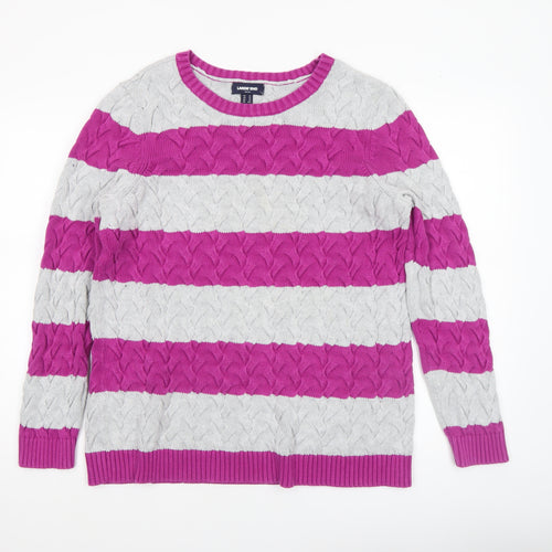 Lands' End Women's Multicoloured XL Cable-Knit Cotton Jumper