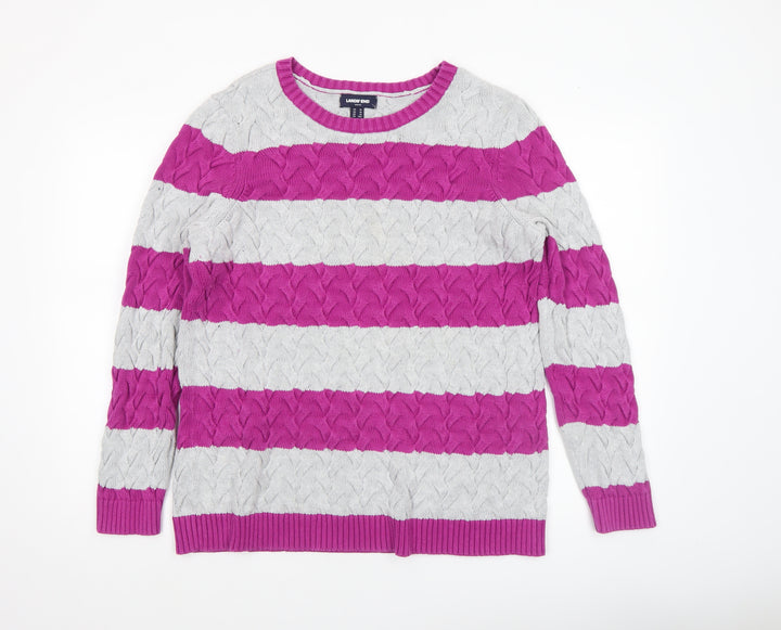 Lands' End Women's Multicoloured XL Cable-Knit Cotton Jumper