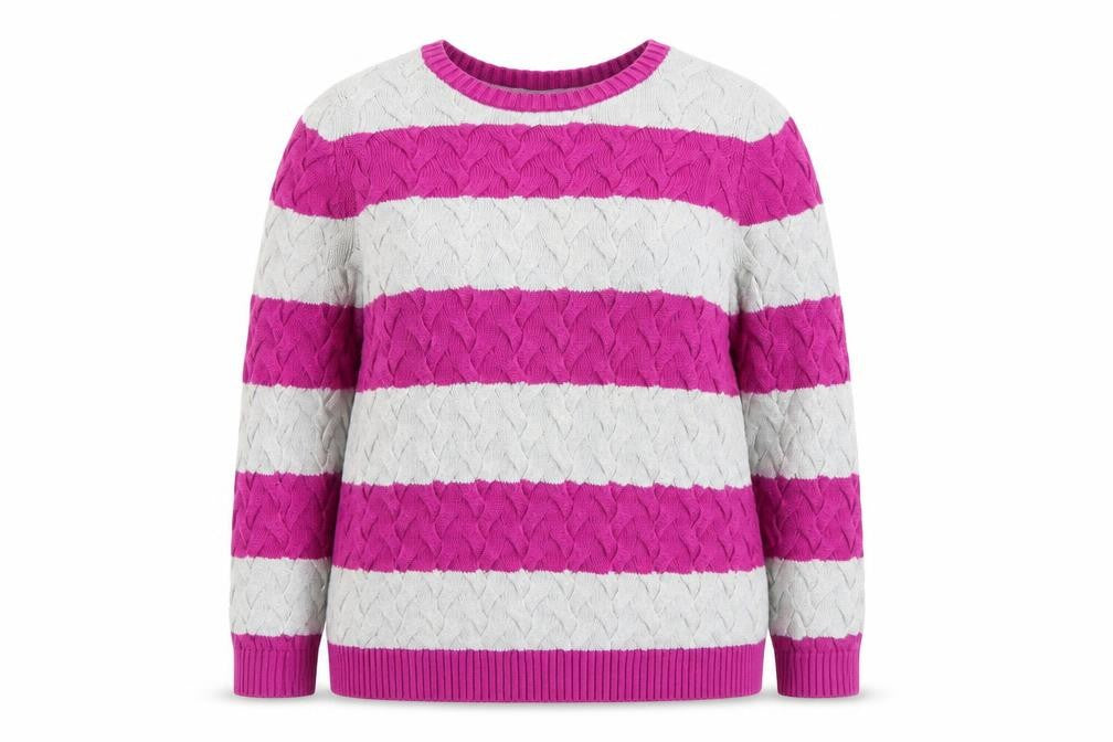 Front view of Lands' End Women's Multicoloured XL Cable-Knit Cotton Jumper