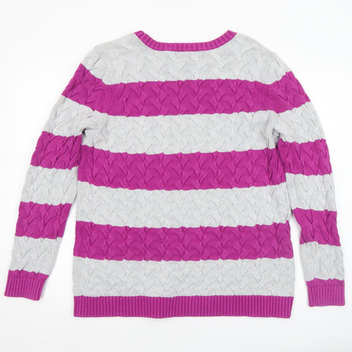 Lands' End Women's Multicoloured XL Cable-Knit Cotton Jumper