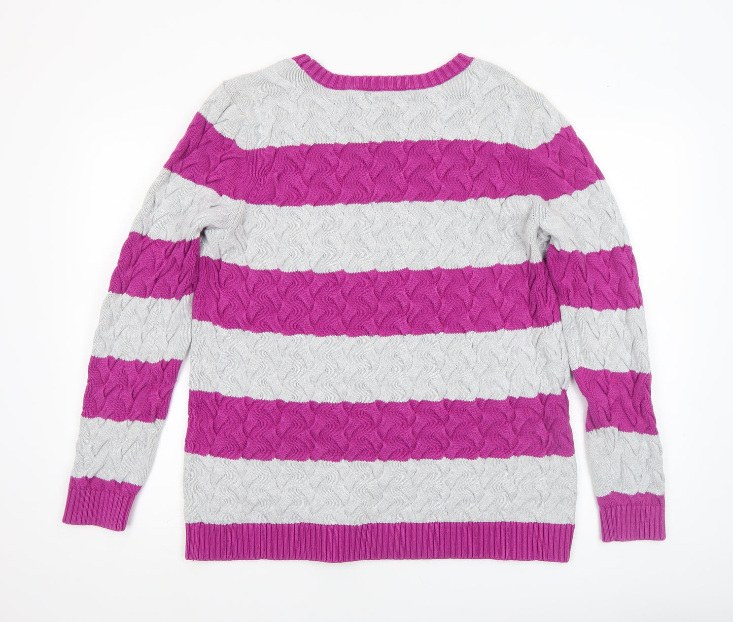 Lands' End Women's Multicoloured XL Cable-Knit Cotton Jumper