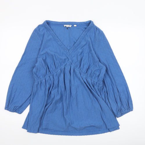 Fat Face Women’s Blue Wrap V-Neck Cotton Blouse Size 12