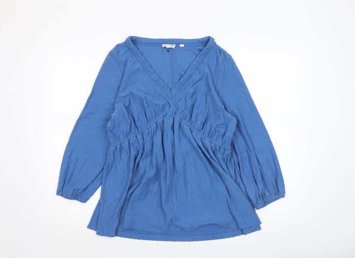 Fat Face Women’s Blue Wrap V-Neck Cotton Blouse Size 12