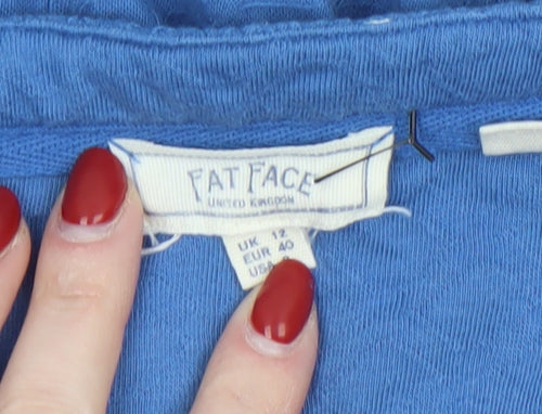 Fat Face Women’s Blue Wrap V-Neck Cotton Blouse Size 12