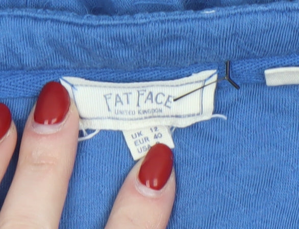 Fat Face Women’s Blue Wrap V-Neck Cotton Blouse Size 12