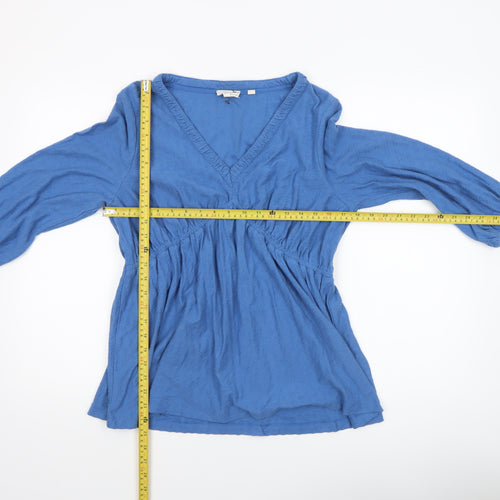 Fat Face Women’s Blue Wrap V-Neck Cotton Blouse Size 12