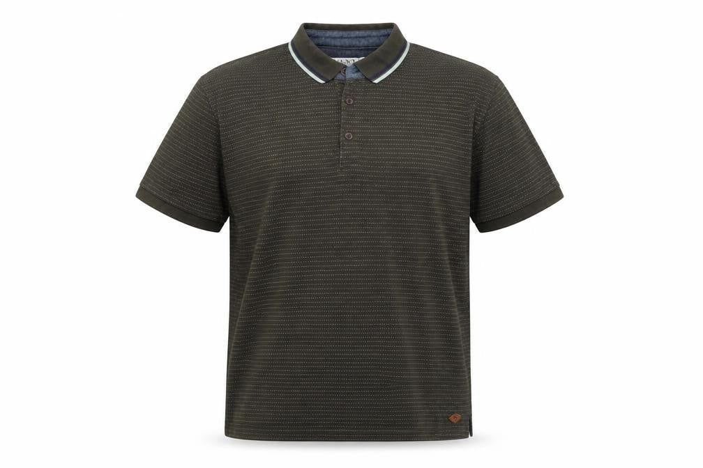 Pilot Men’s Green Striped Cotton Polo Shirt XL Regular Fit