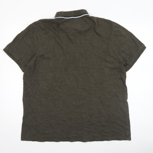 Pilot Men’s Green Striped Cotton Polo Shirt XL Regular Fit