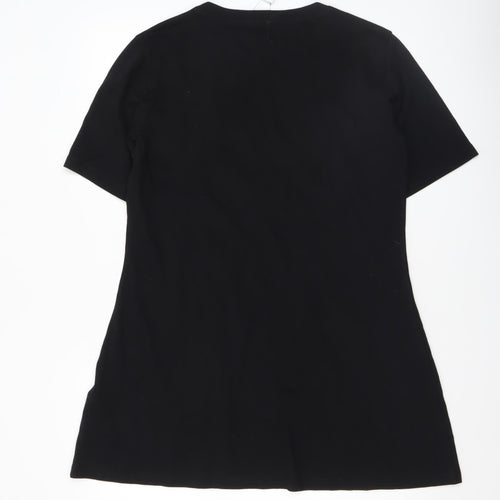 ASOS Women Black Size 10 Embroidered Dragon Floral T-Shirt Dress