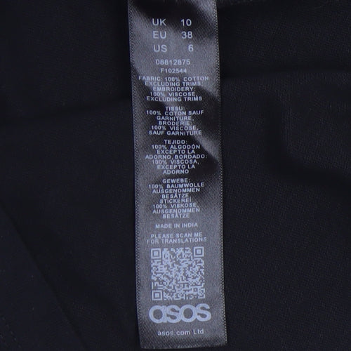 ASOS Women Black Size 10 Embroidered Dragon Floral T-Shirt Dress