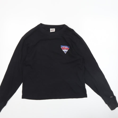 Tommy Jeans Women's Black Long Sleeve Crew Neck Cotton T-Shirt S