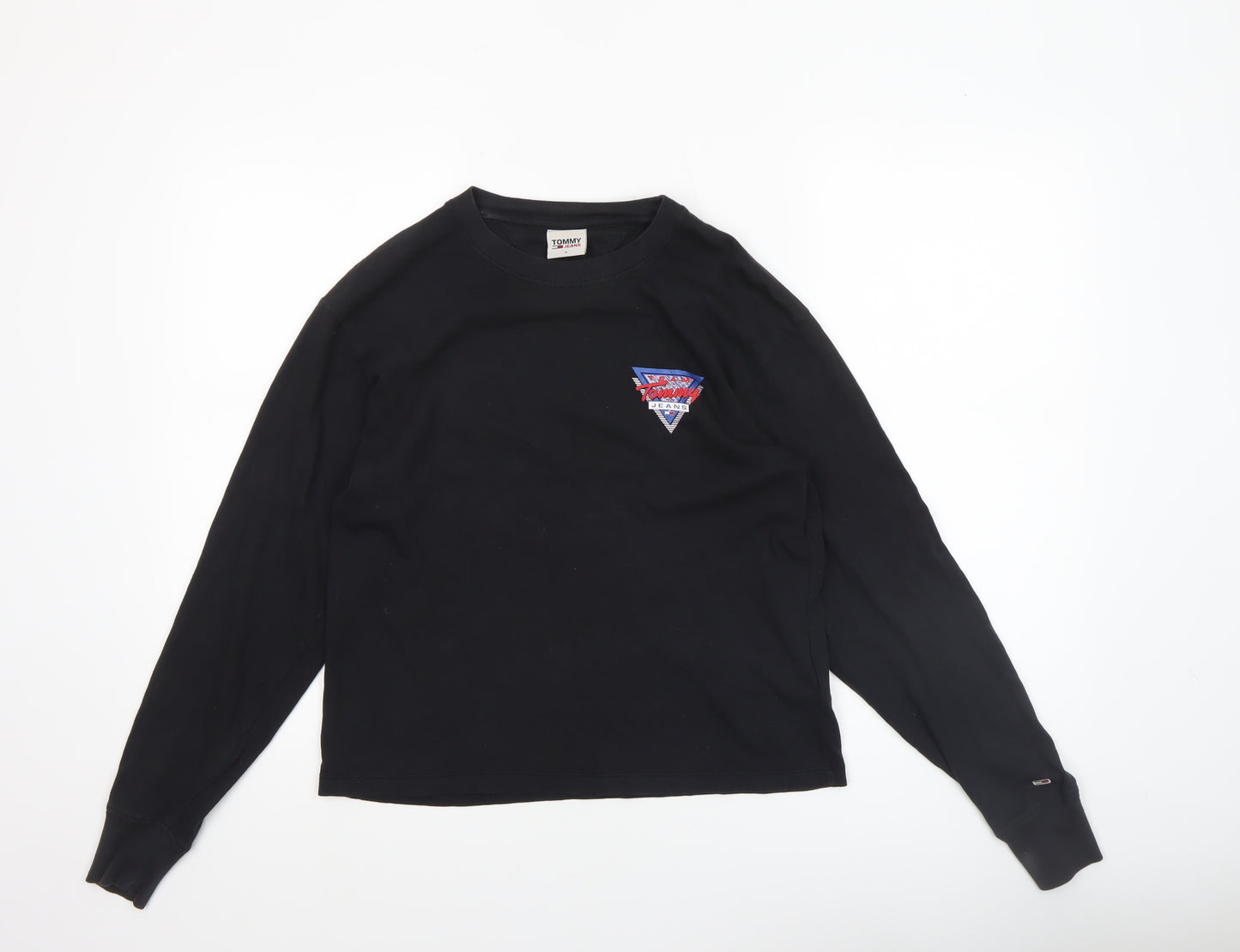 Tommy Jeans Women's Black Long Sleeve Crew Neck Cotton T-Shirt S