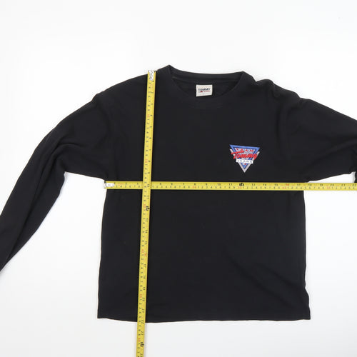 Tommy Jeans Women's Black Long Sleeve Crew Neck Cotton T-Shirt S