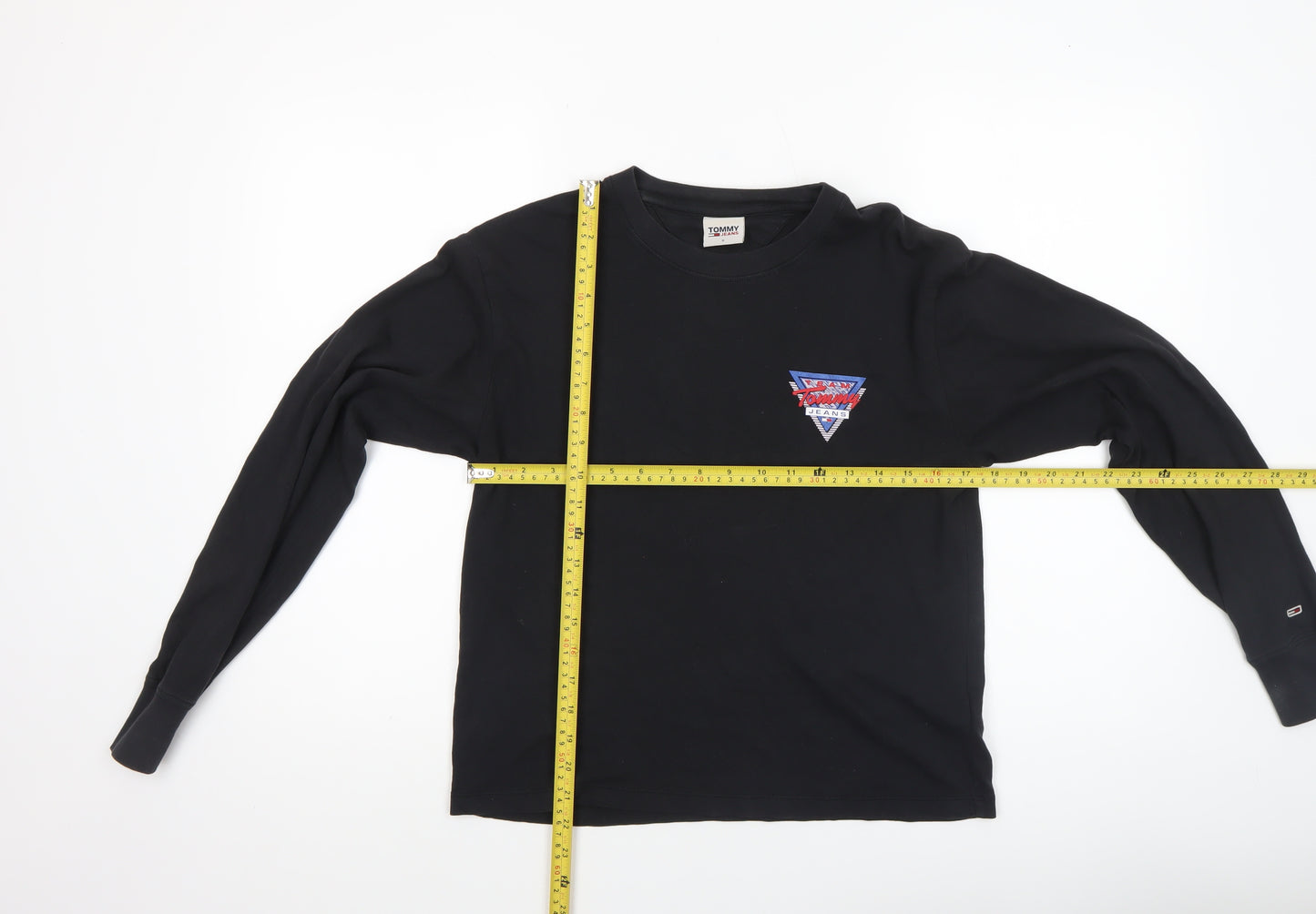 Tommy Jeans Women's Black Long Sleeve Crew Neck Cotton T-Shirt S