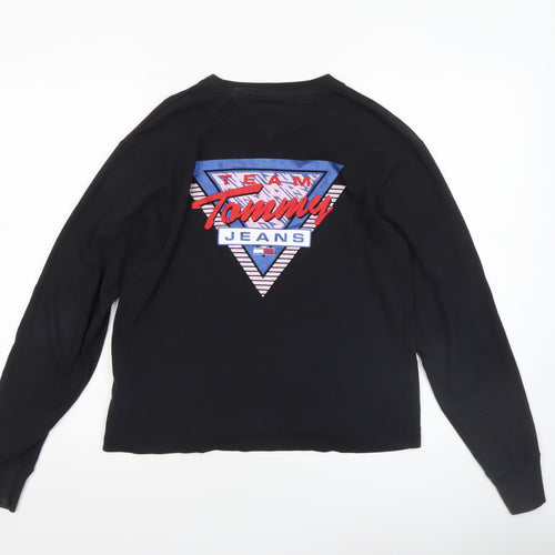 Tommy Jeans Women's Black Long Sleeve Crew Neck Cotton T-Shirt S