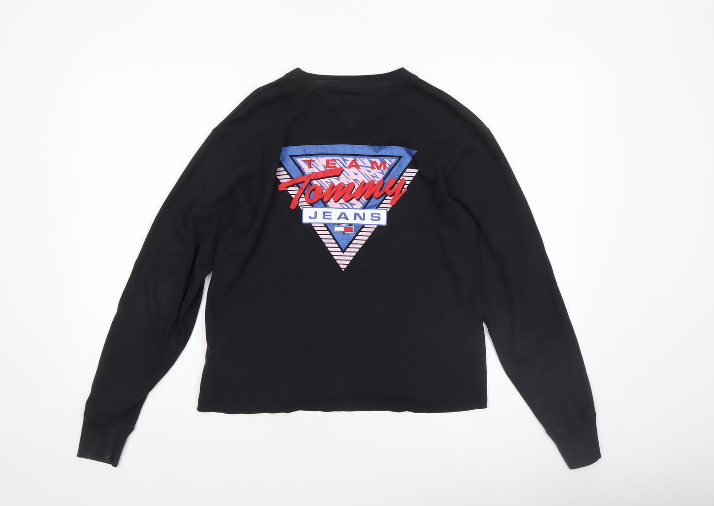 Tommy Jeans Women's Black Long Sleeve Crew Neck Cotton T-Shirt S