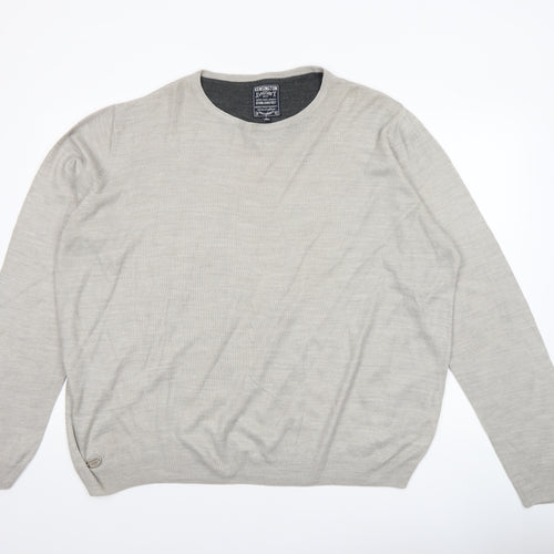 Kensington Eastside Mens Beige 2XL Crew Neck Acrylic Pullover Jumper