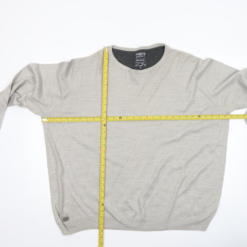 Kensington Eastside Mens Beige 2XL Crew Neck Acrylic Pullover Jumper