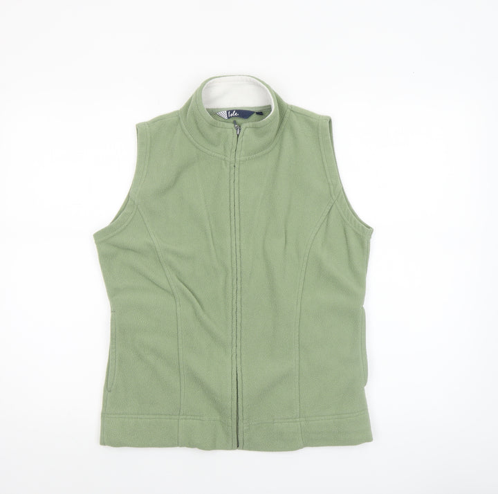 Isle Womens Green Fleece Zip Waistcoat Bodywarmer Size S 10-12