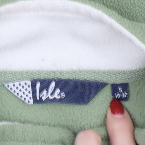 Isle Womens Green Fleece Zip Waistcoat Bodywarmer Size S 10-12