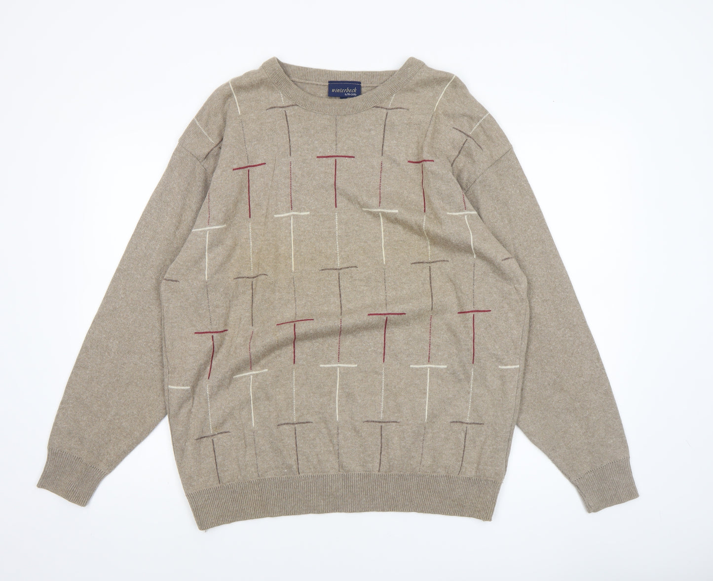 Winterbeck by Peter Gribby Men's Beige 2XL Cotton Pullover Jumper