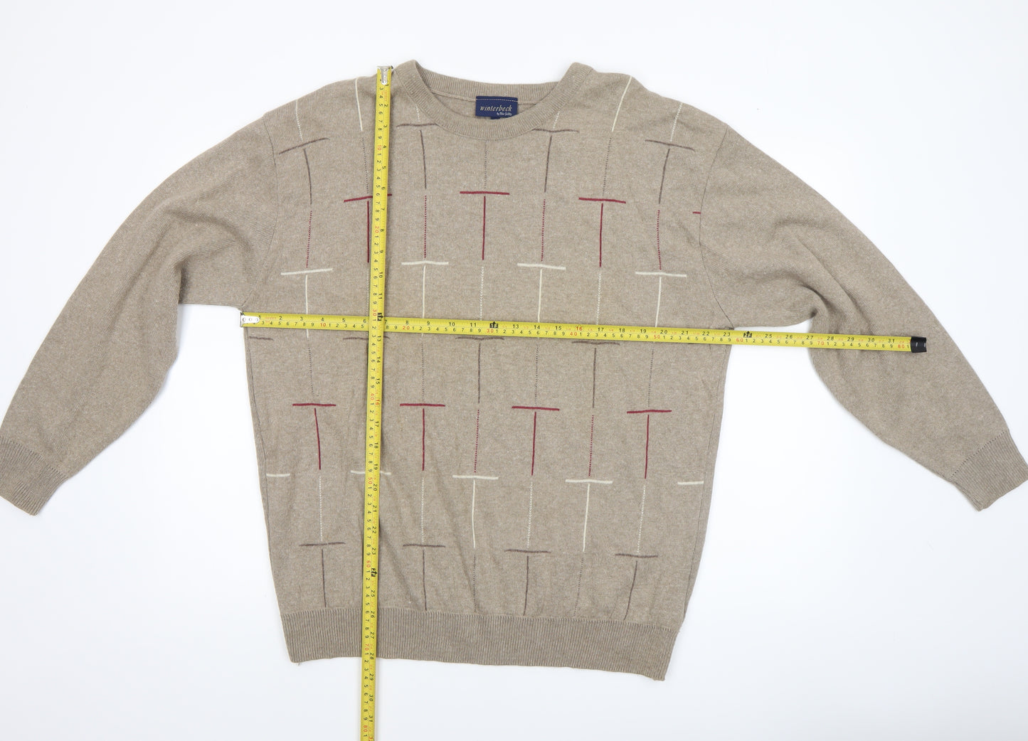 Winterbeck by Peter Gribby Men's Beige 2XL Cotton Pullover Jumper