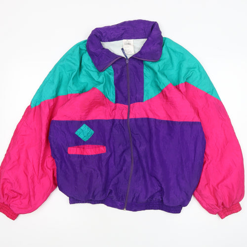 Club Mania Women's Multicoloured 80s Nylon Windbreaker Jacket Size 12