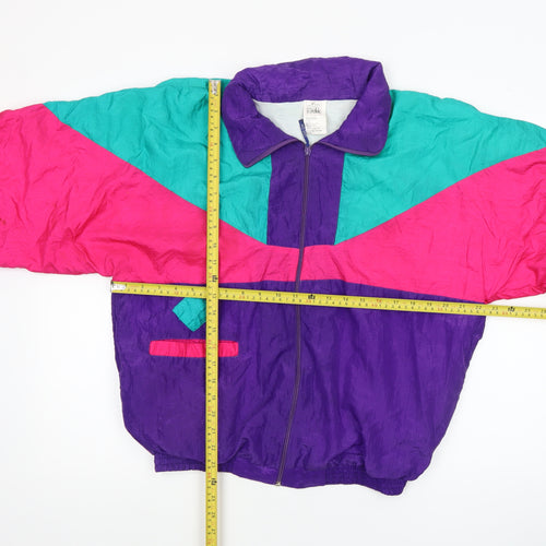 Club Mania Women's Multicoloured 80s Nylon Windbreaker Jacket Size 12