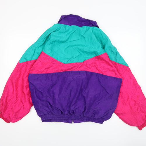 Club Mania Women's Multicoloured 80s Nylon Windbreaker Jacket Size 12