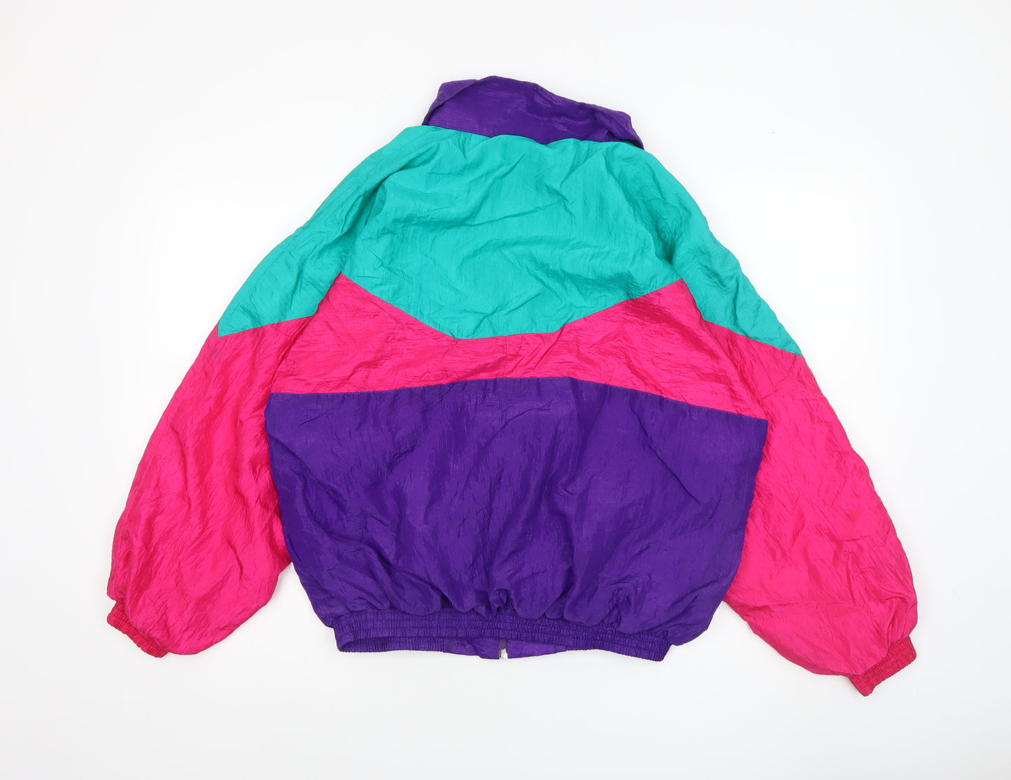 Club Mania Women's Multicoloured 80s Nylon Windbreaker Jacket Size 12