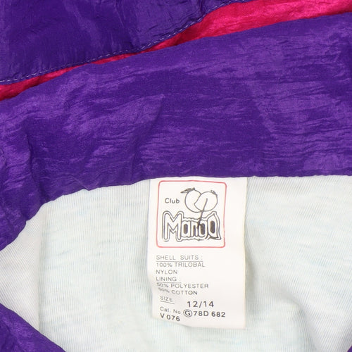 Club Mania Women's Multicoloured 80s Nylon Windbreaker Jacket Size 12