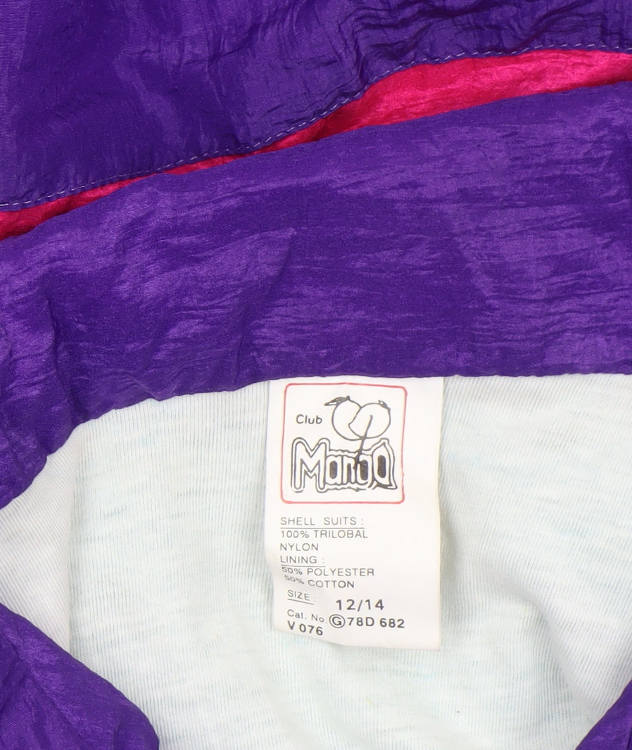 Club Mania Women's Multicoloured 80s Nylon Windbreaker Jacket Size 12