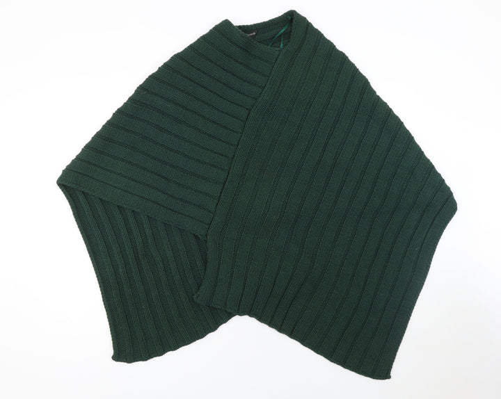 Accessorize Women Green Acrylic Cape Poncho M/L Knit Autumn Winter