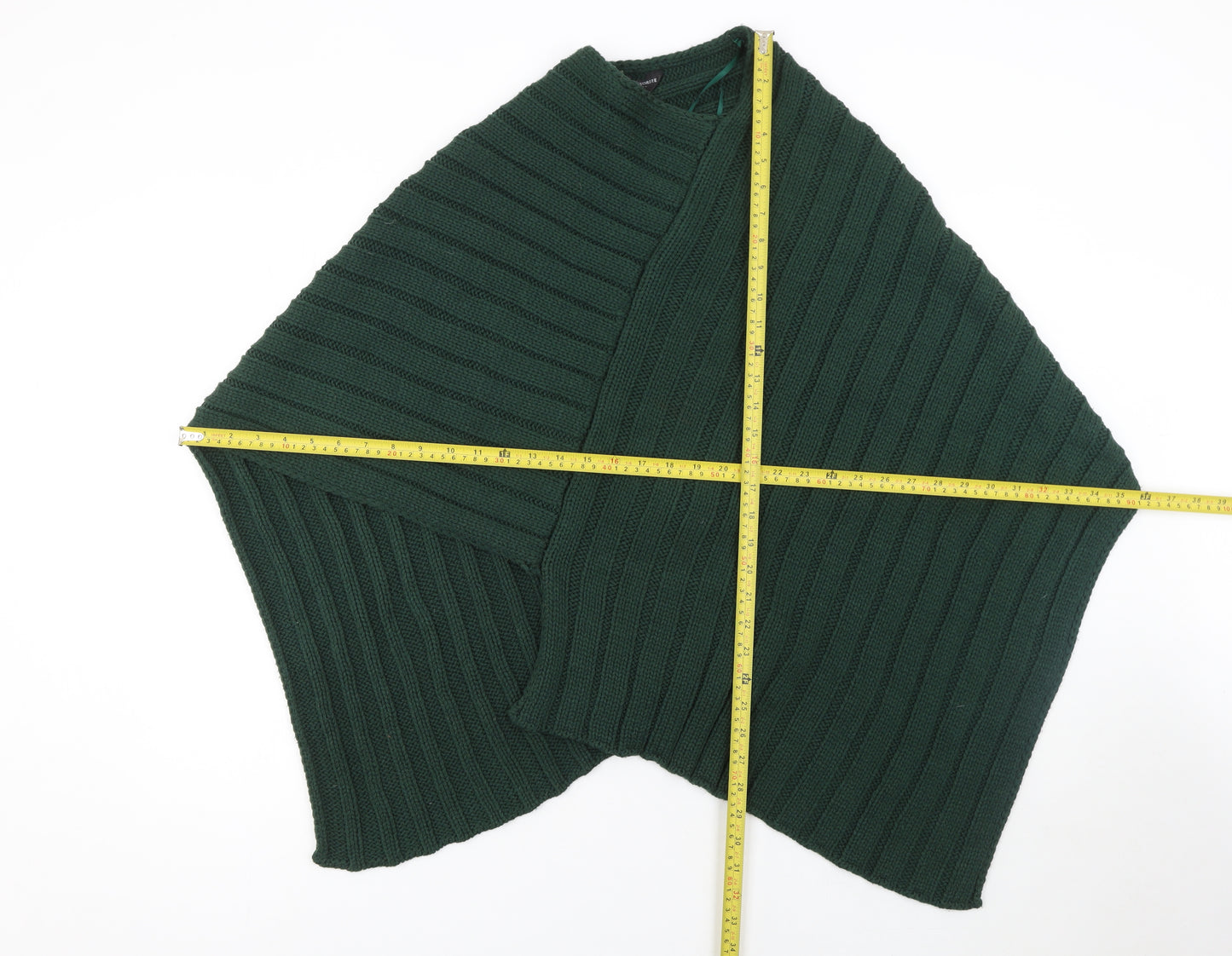 Accessorize Women Green Acrylic Cape Poncho M/L Knit Autumn Winter