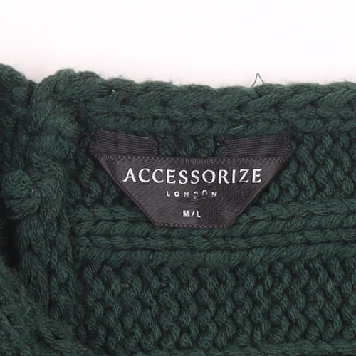 Accessorize Women Green Acrylic Cape Poncho M/L Knit Autumn Winter