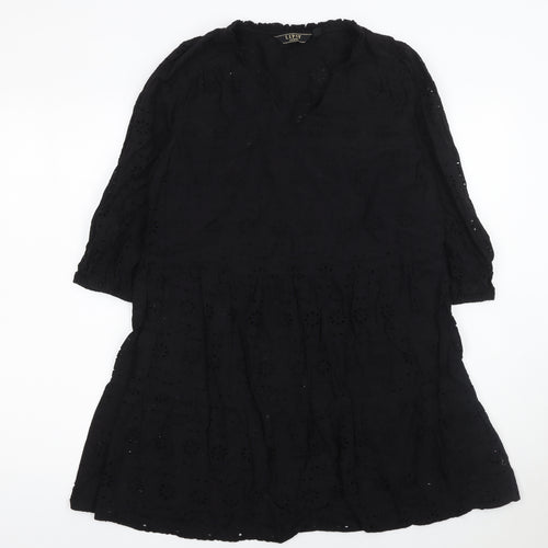 Lipsy Women Black Cotton A-Line Knee Length Dress Size 12