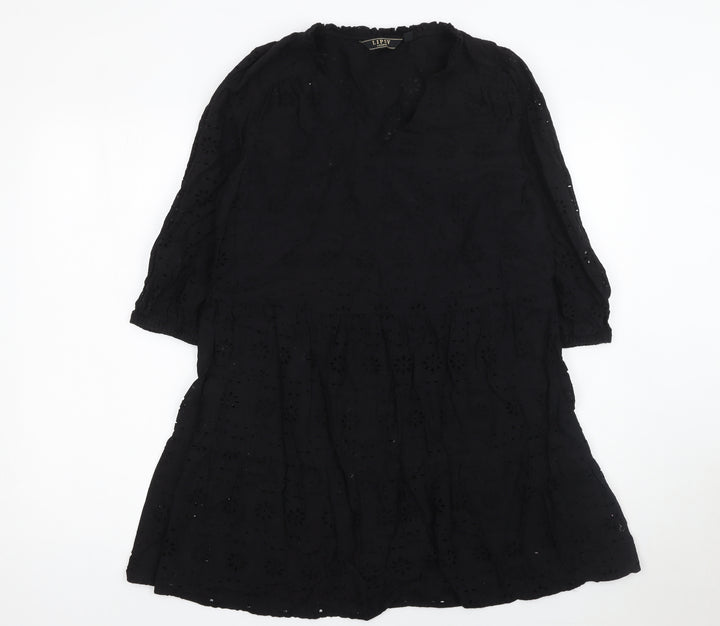 Lipsy Women Black Cotton A-Line Knee Length Dress Size 12
