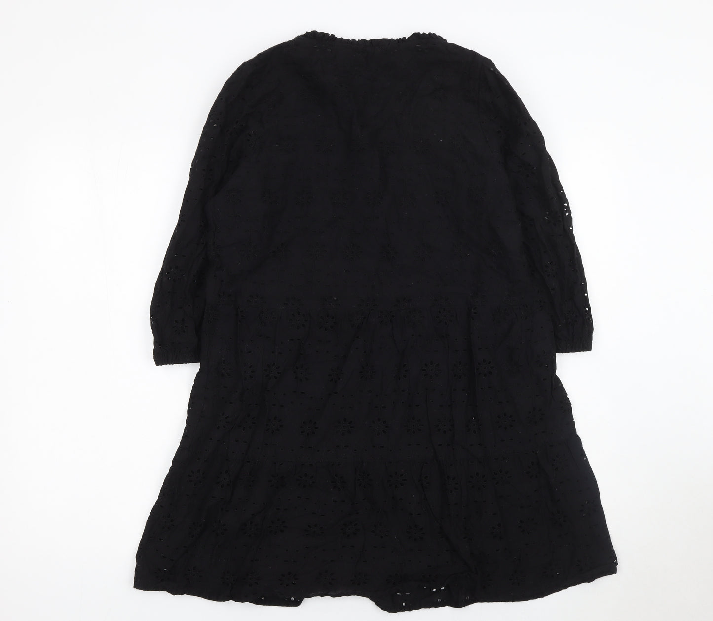 Lipsy Women Black Cotton A-Line Knee Length Dress Size 12