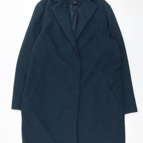 New Look Women’s Blue Long Overcoat Size 12 Polyester Blend