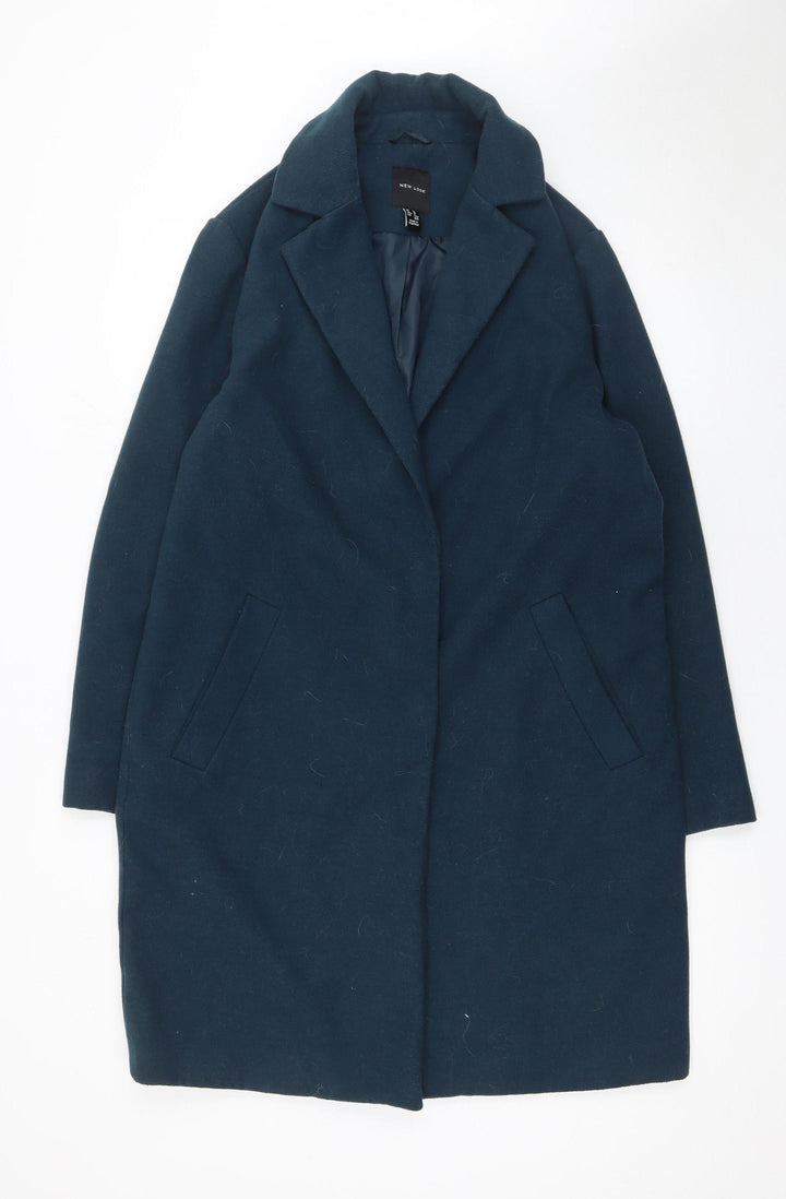 New Look Women’s Blue Long Overcoat Size 12 Polyester Blend