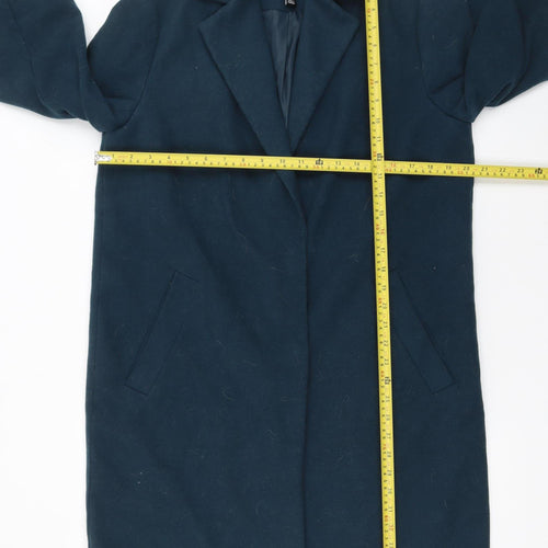 New Look Women’s Blue Long Overcoat Size 12 Polyester Blend