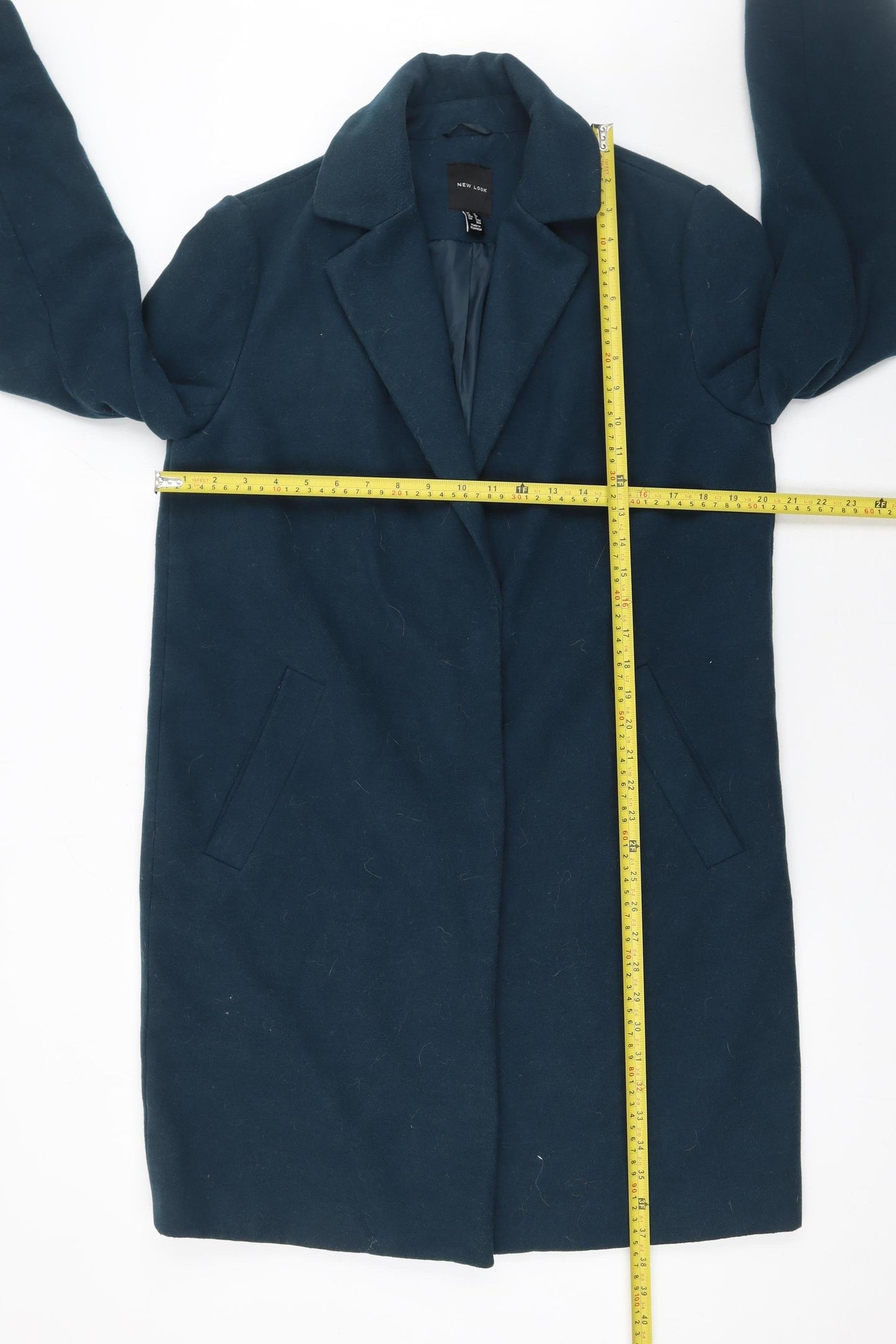 New Look Women’s Blue Long Overcoat Size 12 Polyester Blend
