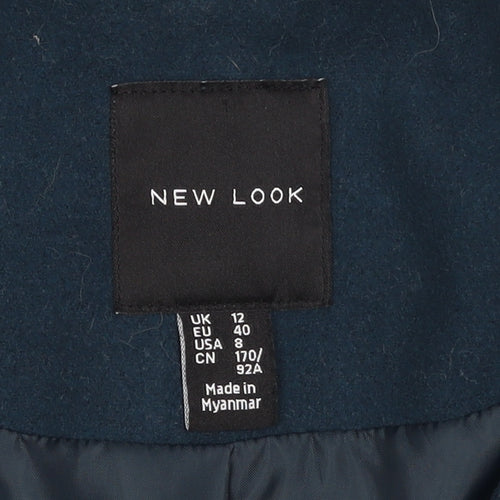 New Look Women’s Blue Long Overcoat Size 12 Polyester Blend
