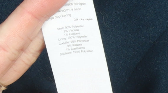 New Look Women’s Blue Long Overcoat Size 12 Polyester Blend